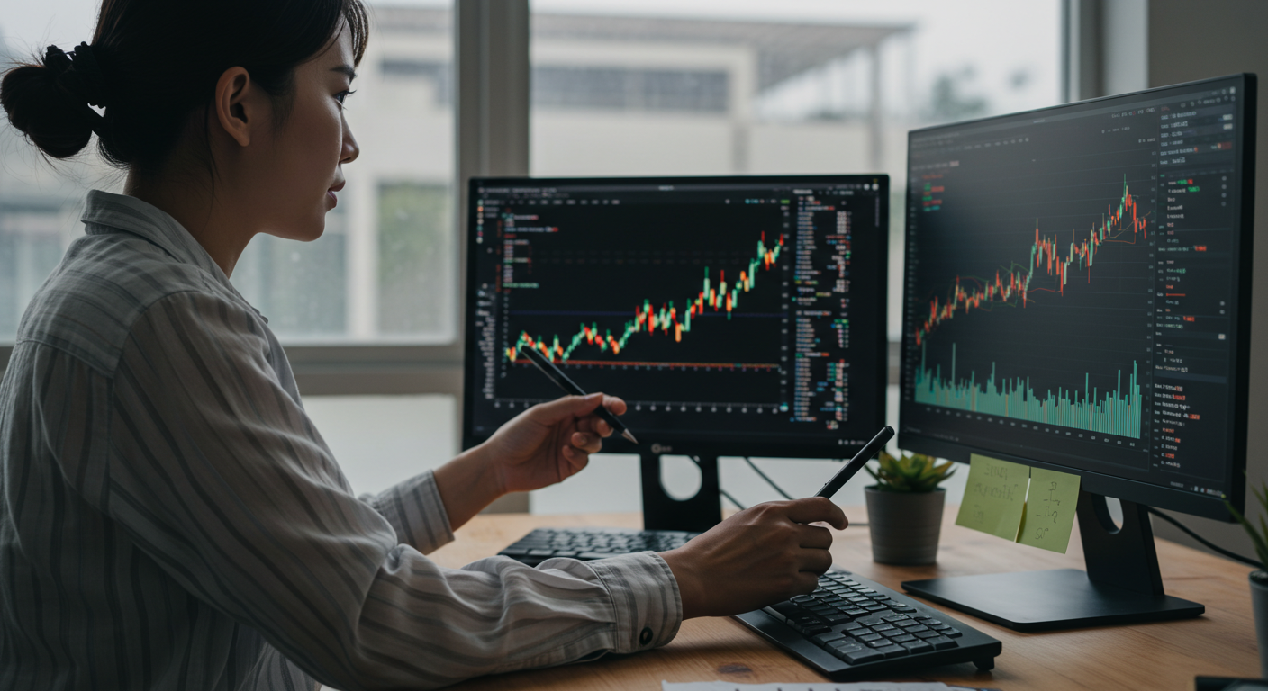 퀀트 전략 기반으로 주식 데이터를 분석하는 한국 투자자의 데스크 환경