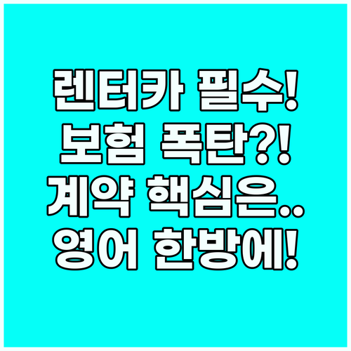 렌터카 픽업 실수 방지 보험과 계약 ..