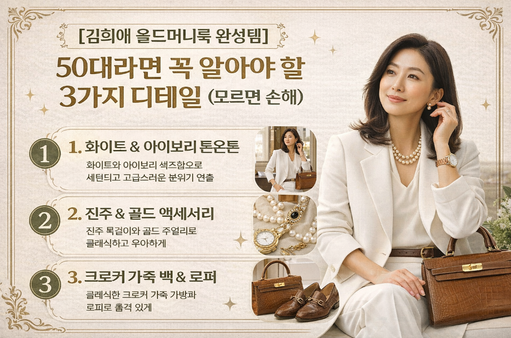 김희애 50대 올드머니룩, 이 3가지 디테일로 완성