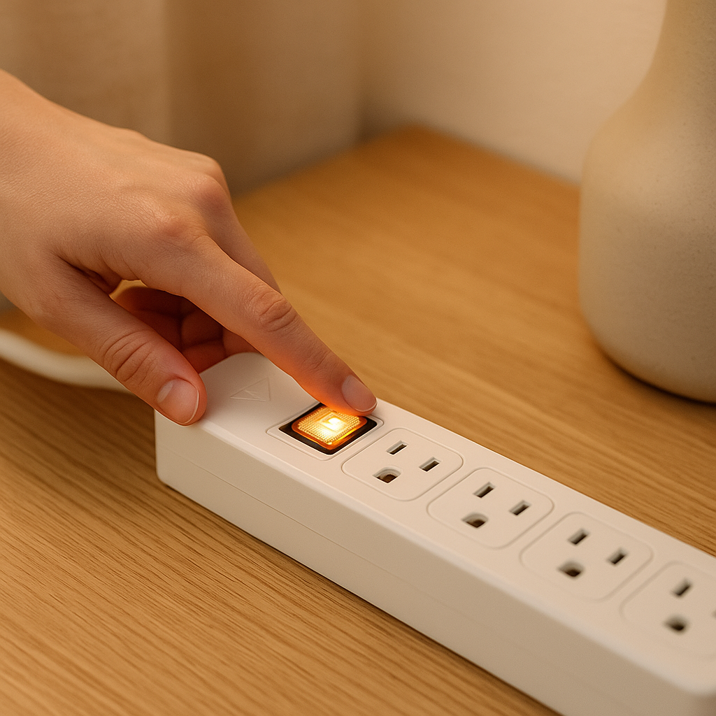 콘센트 끄고 있는 사진