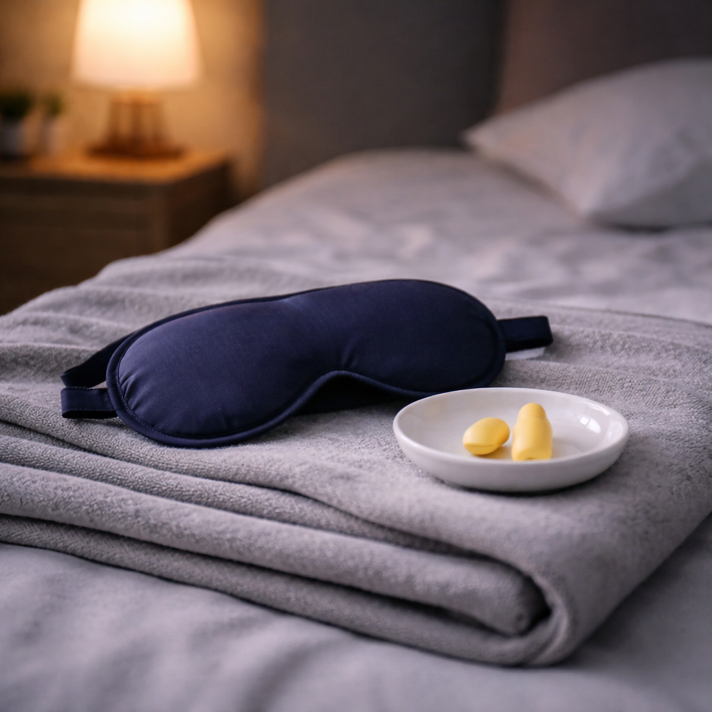 불면증 개선에 도움이 되는 어둡고 조용한 수면 환경을 상징한 이미지