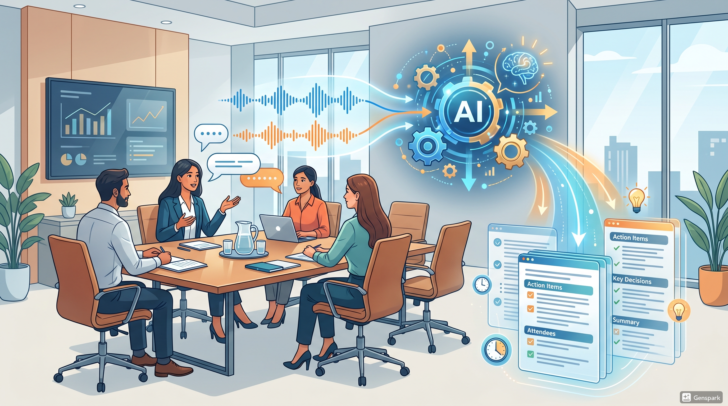 AI 회의록 자동화 (전사, 액션아이템, 효율화) 참조 이미지