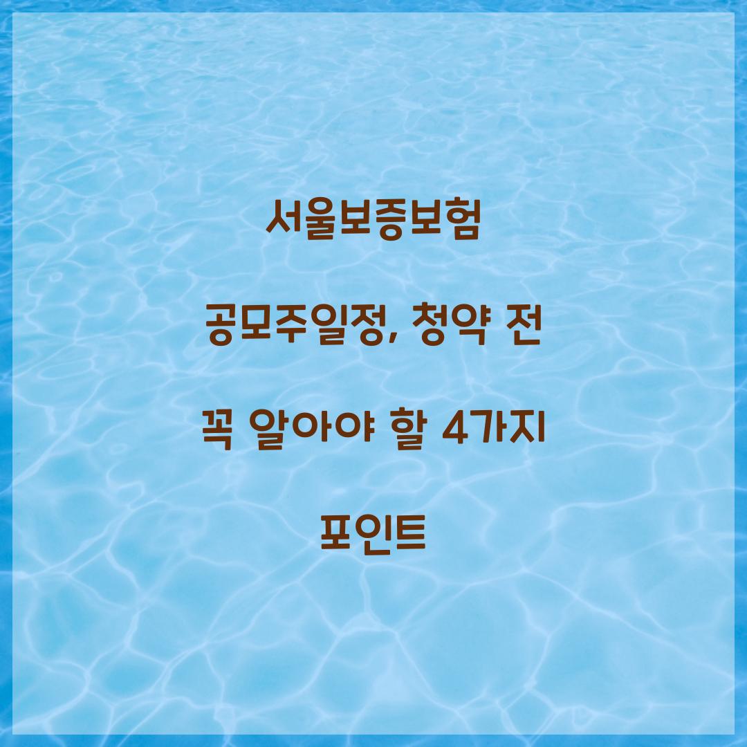 서울보증보험 공모주일정