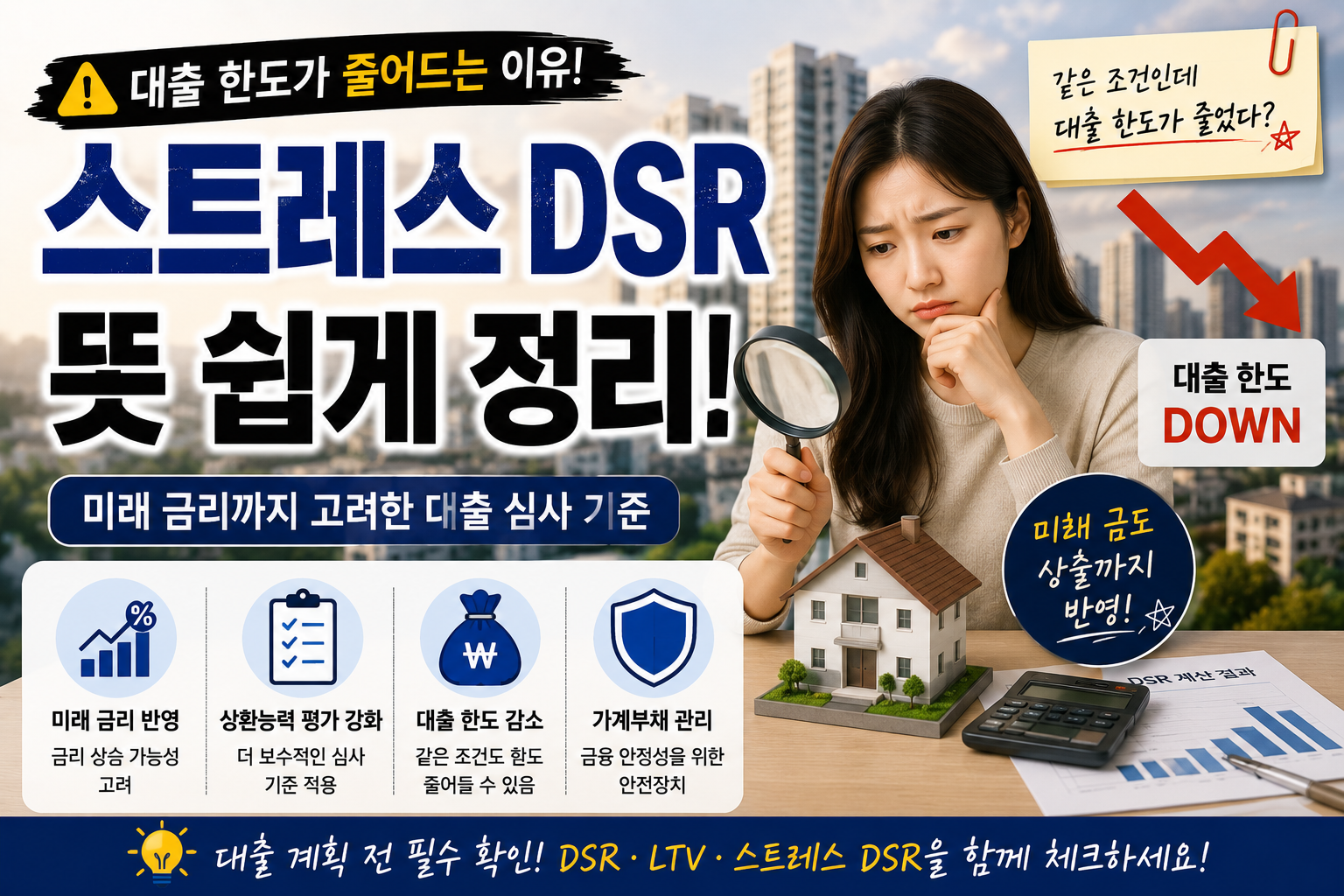 스트레스 DSR 뜻 쉽게 정리! 대출 한도가 줄어드는 이유
