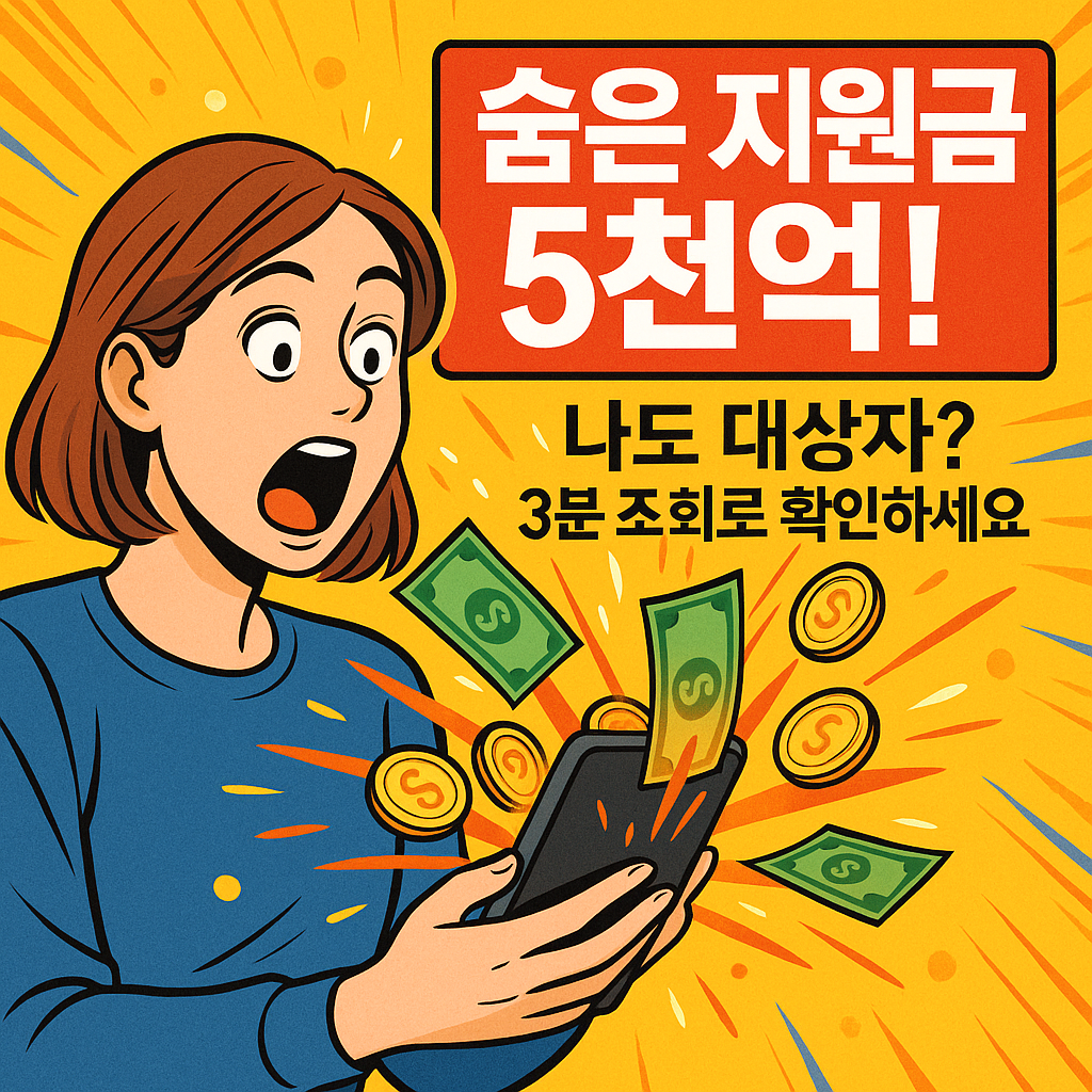 숨은 지원금 5천억! 3분 조회로 내 돈 찾는 법