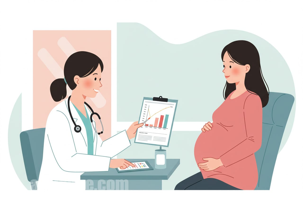 임산부가 병원에서 혈당 검사를 받는 모습