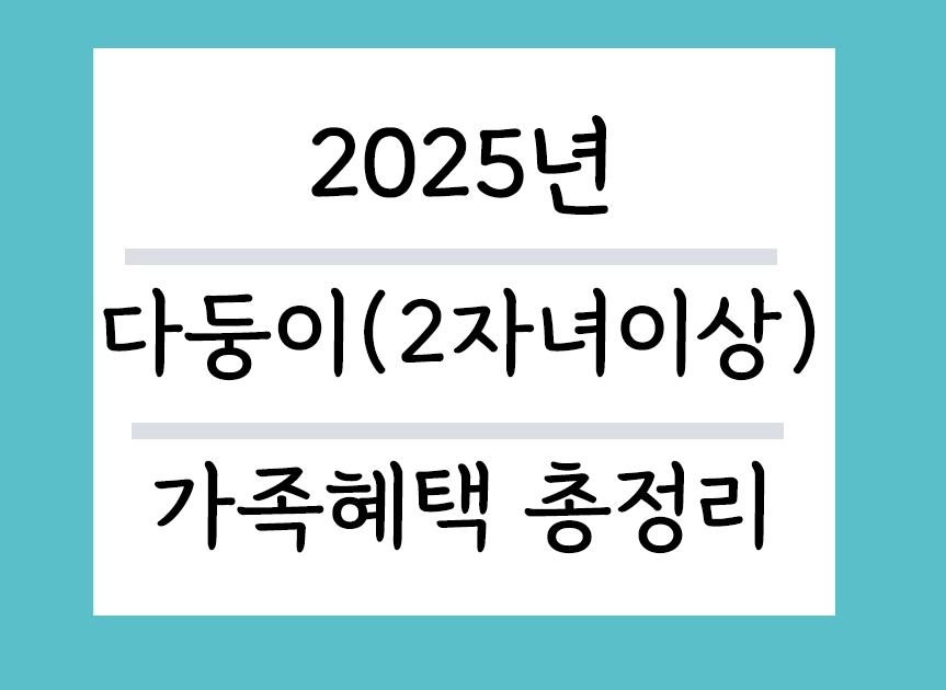 2025년 다둥이 가족혜택 총정리