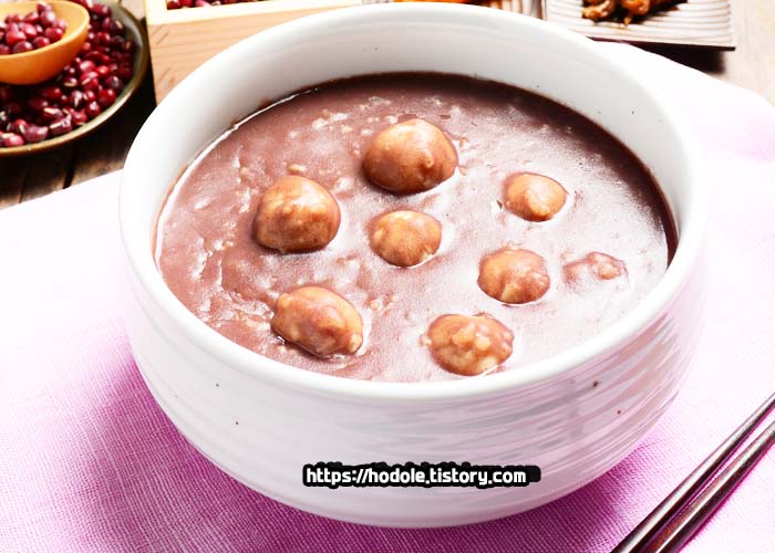 동지 팥죽 사진 새알심까지