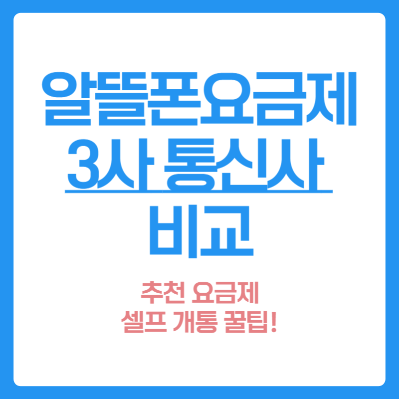 알뜰폰 요금제 총정리 SKTKT LGU+ 비교와 셀프개통 꿀팁