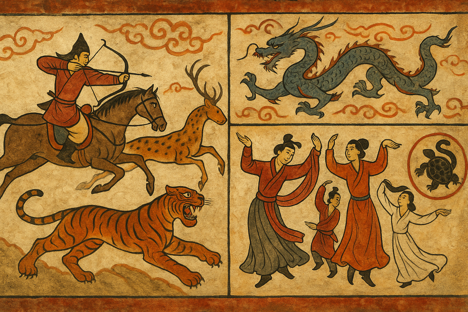 고구려 고분벽화의 특징 관련 이미지