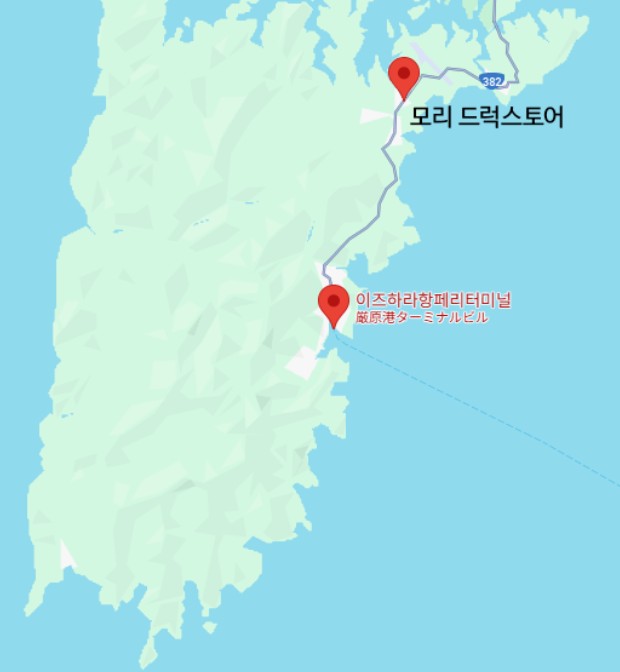 대마도 모리 드럭스토어의 구글맵 위치