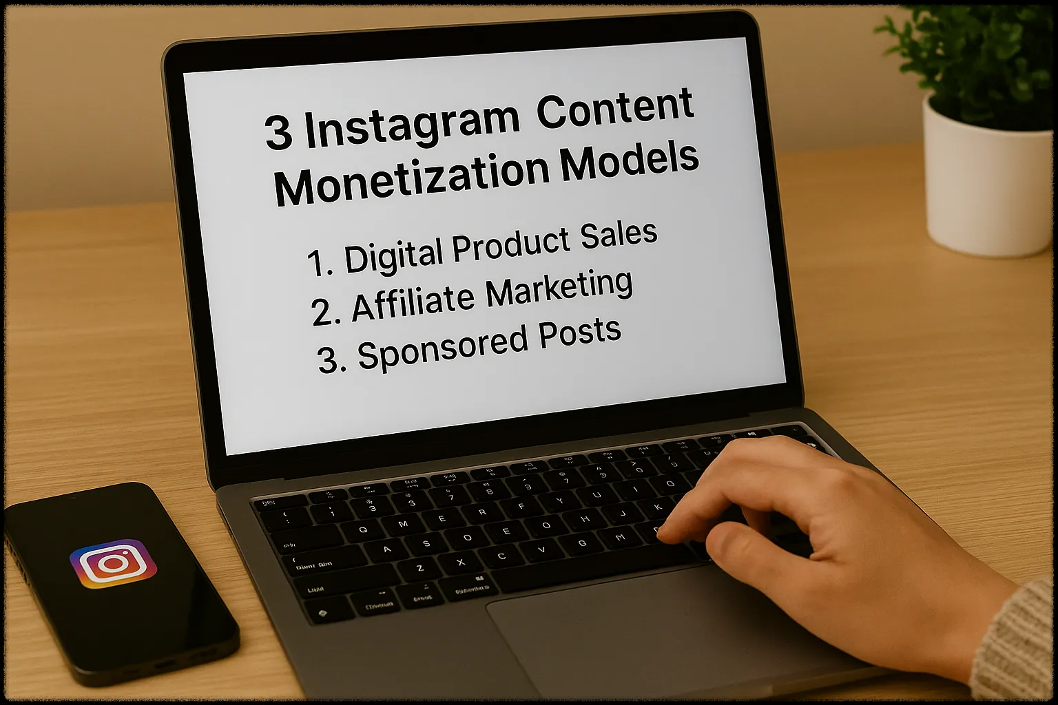 인스타그램 콘텐츠 수익화 3가지 모델을 설명하는 슬라이드