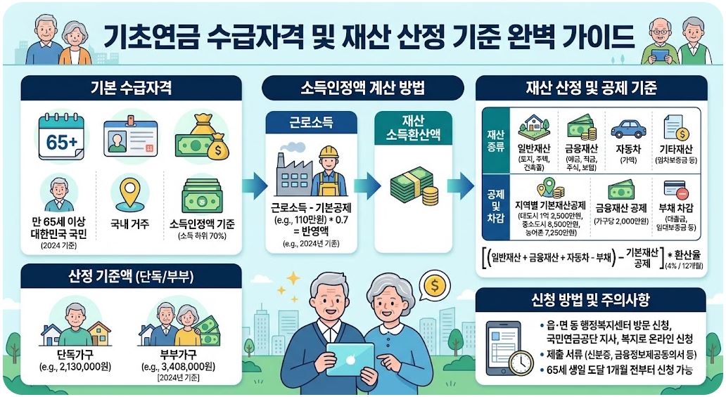 기초연금 수급자격 및 재산 산정 기준 이미지