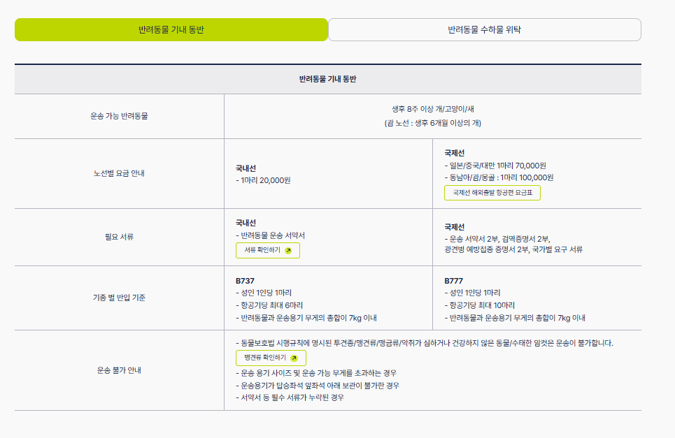 진에어 지니펫 규정에 대한 설명