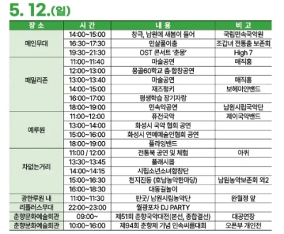5월 12일 춘향제 일정