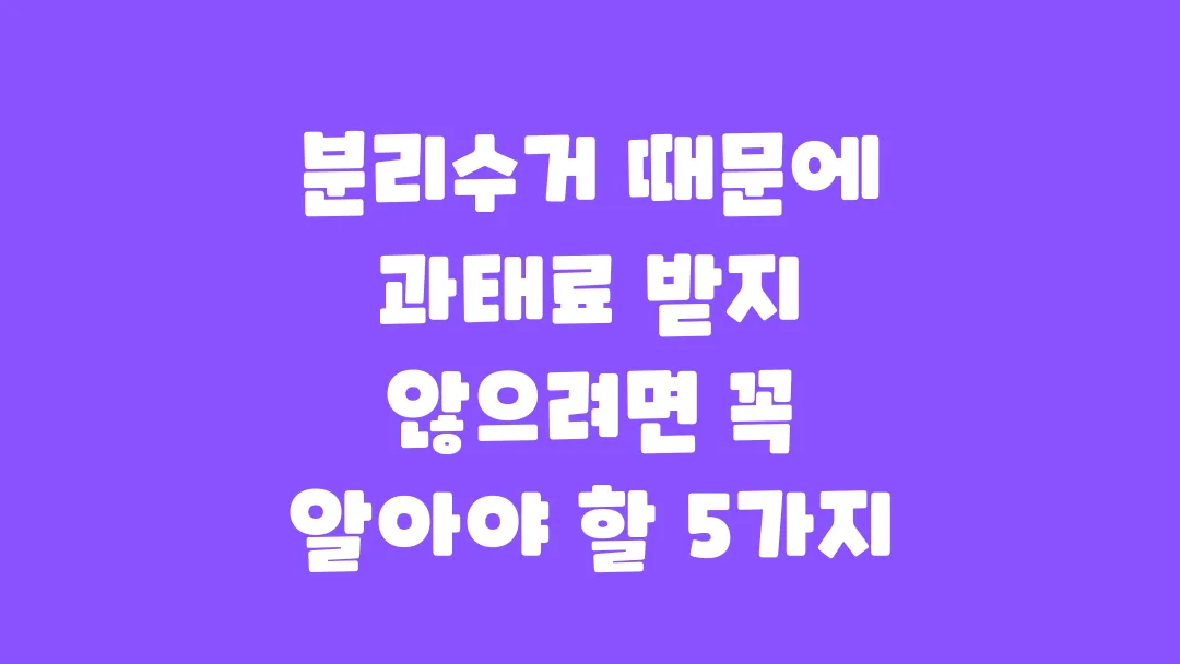 분리수거 때문에 과태료 받지 않으려면 꼭 알아야 할 5가지