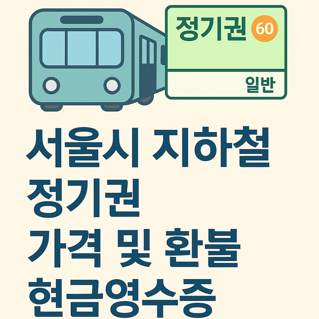서울시 지하철 정기권 가격, 환불 방법과 현금영수증 발급 총정리