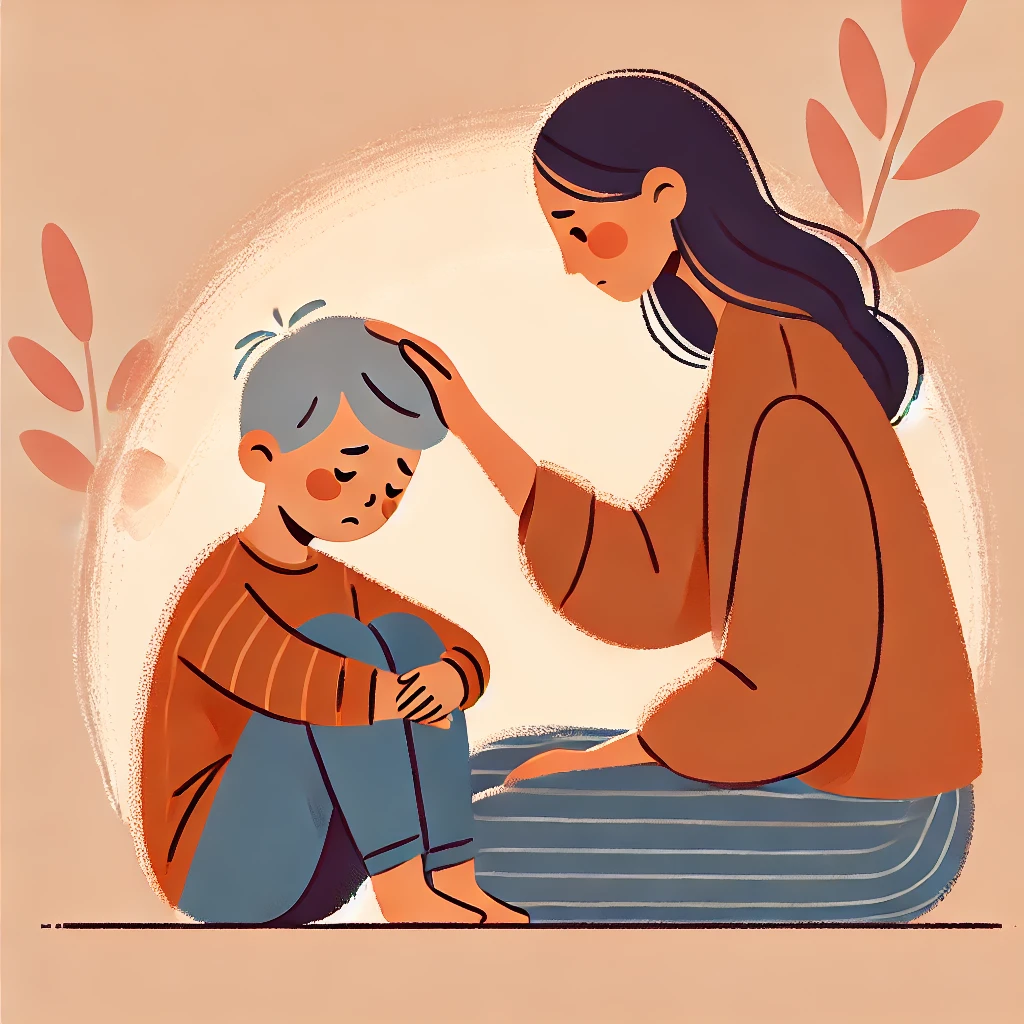 아이머리를 쓰다듬어 주는 엄마 이미지