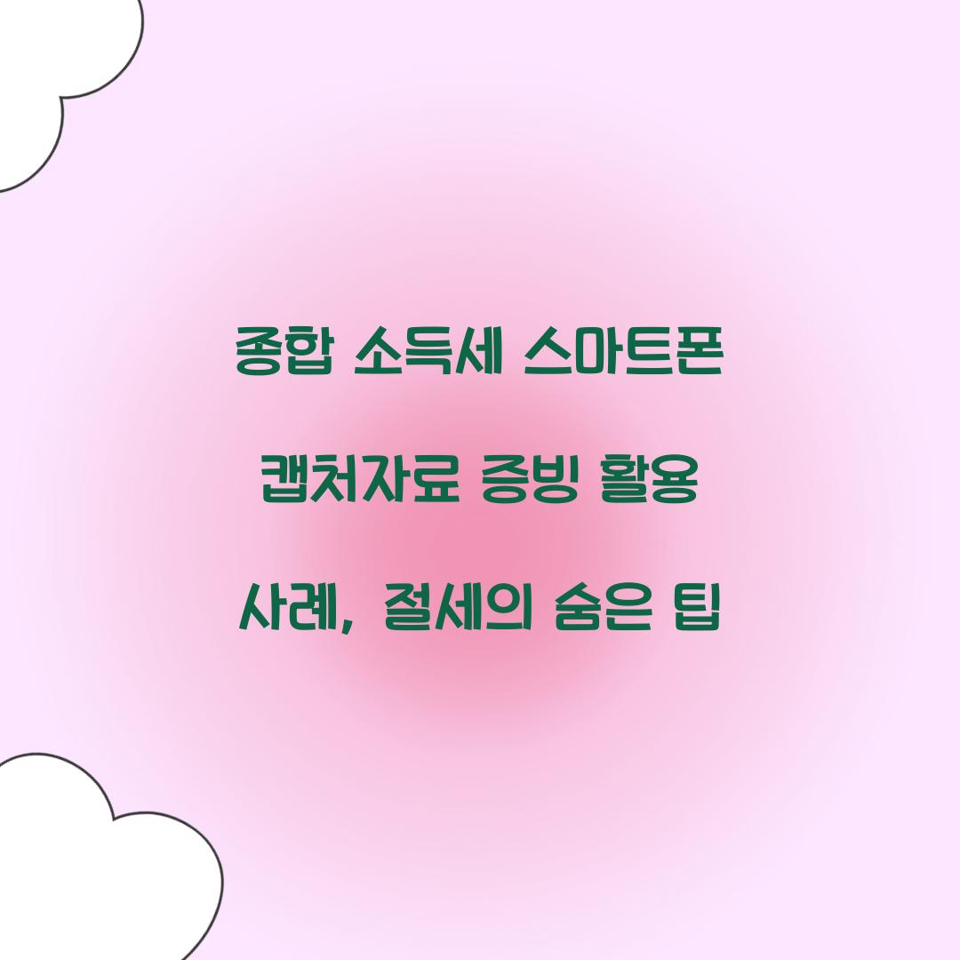 종합 소득세 스마트폰 캡처자료 증빙 활용 사례