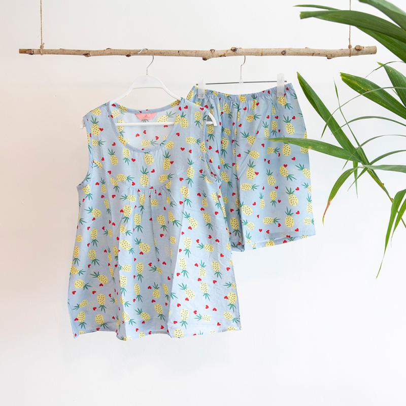 국산 인견 잠옷 여름 상하세트 편한 파자마 반바지 세트 원피스 귀여운파자마