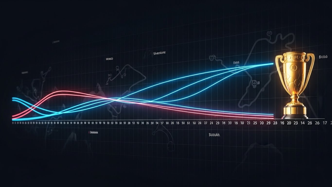 F1 시즌 챔피언십 포인트 경쟁 그래프와 라이벌 구도의 서사 시각화