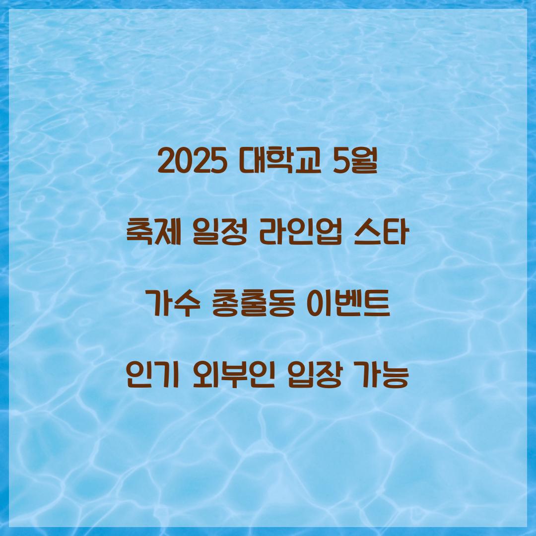 2025 대학교 5월 축제 일정 라인업