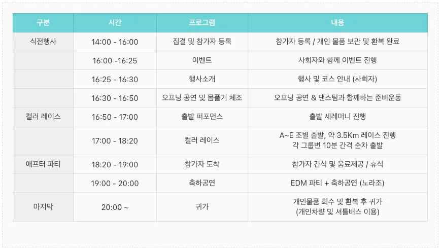 2024 부산 컬러레이스 셔틀버스 축제일정 후기꿀팁