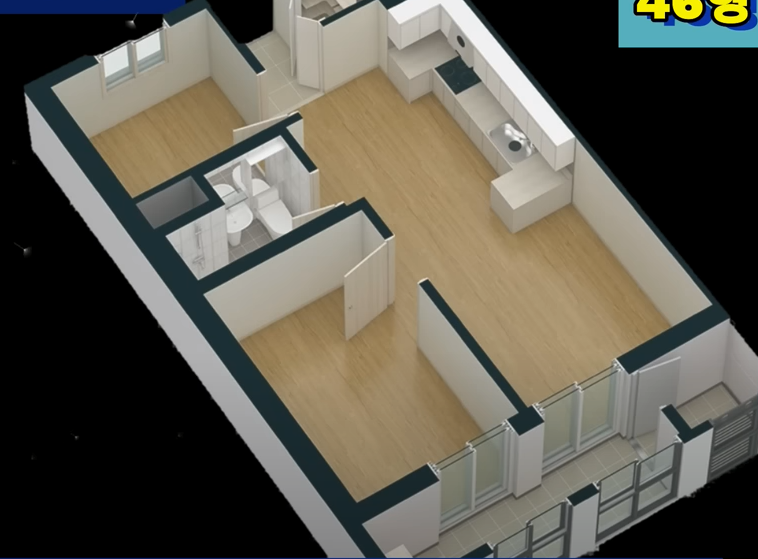 성남시 국민임대 아파트 46형 방구조