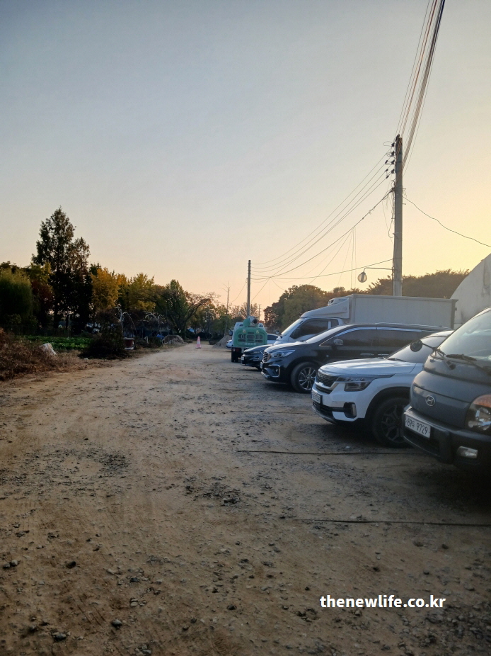 장자호수공원 겨울철 맨발 걷기 이용객을 위한 무료 주차장 풍경