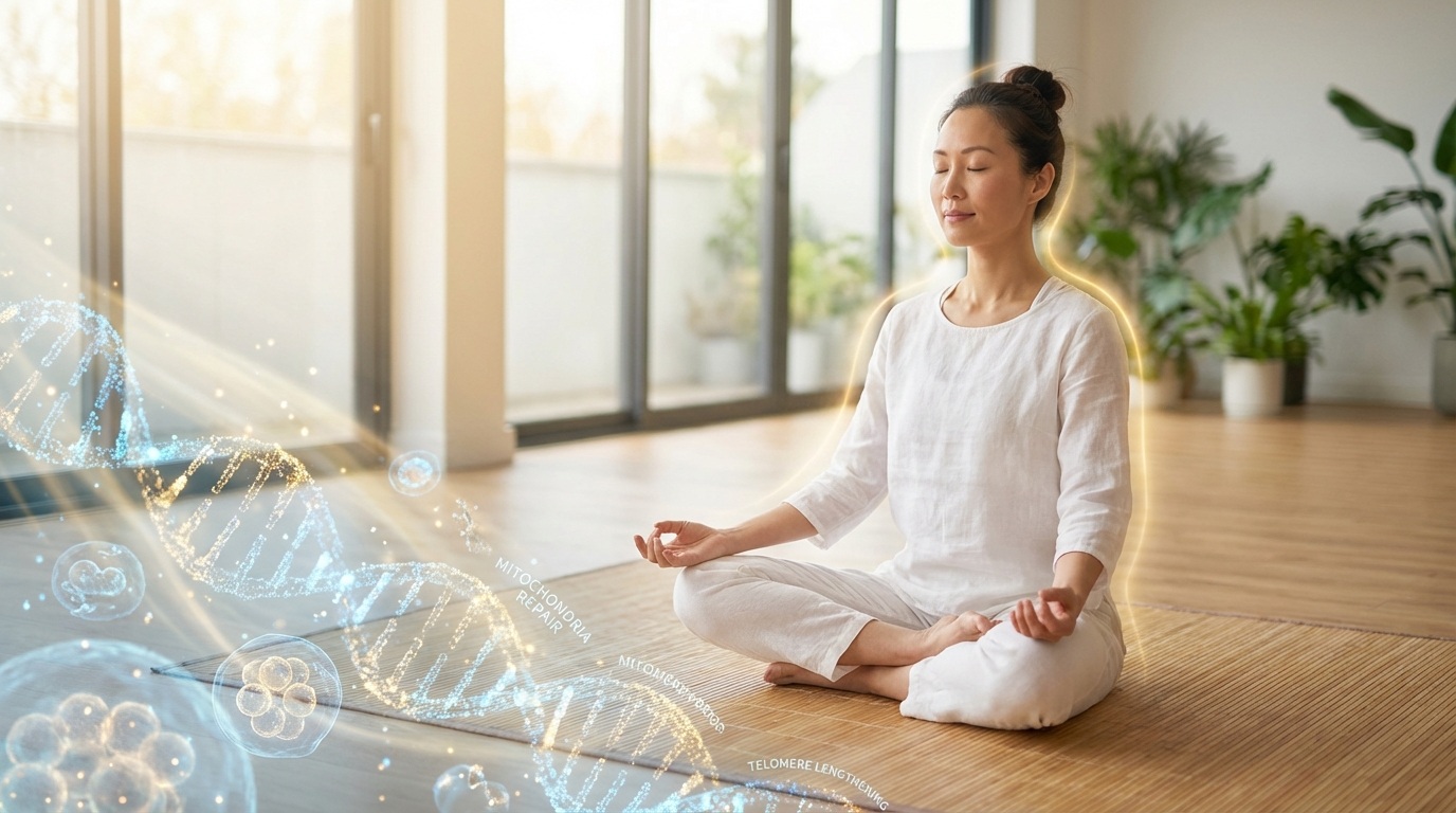 과학적 요가 호흡과 자세로 세포 나이 되돌리기 이미지