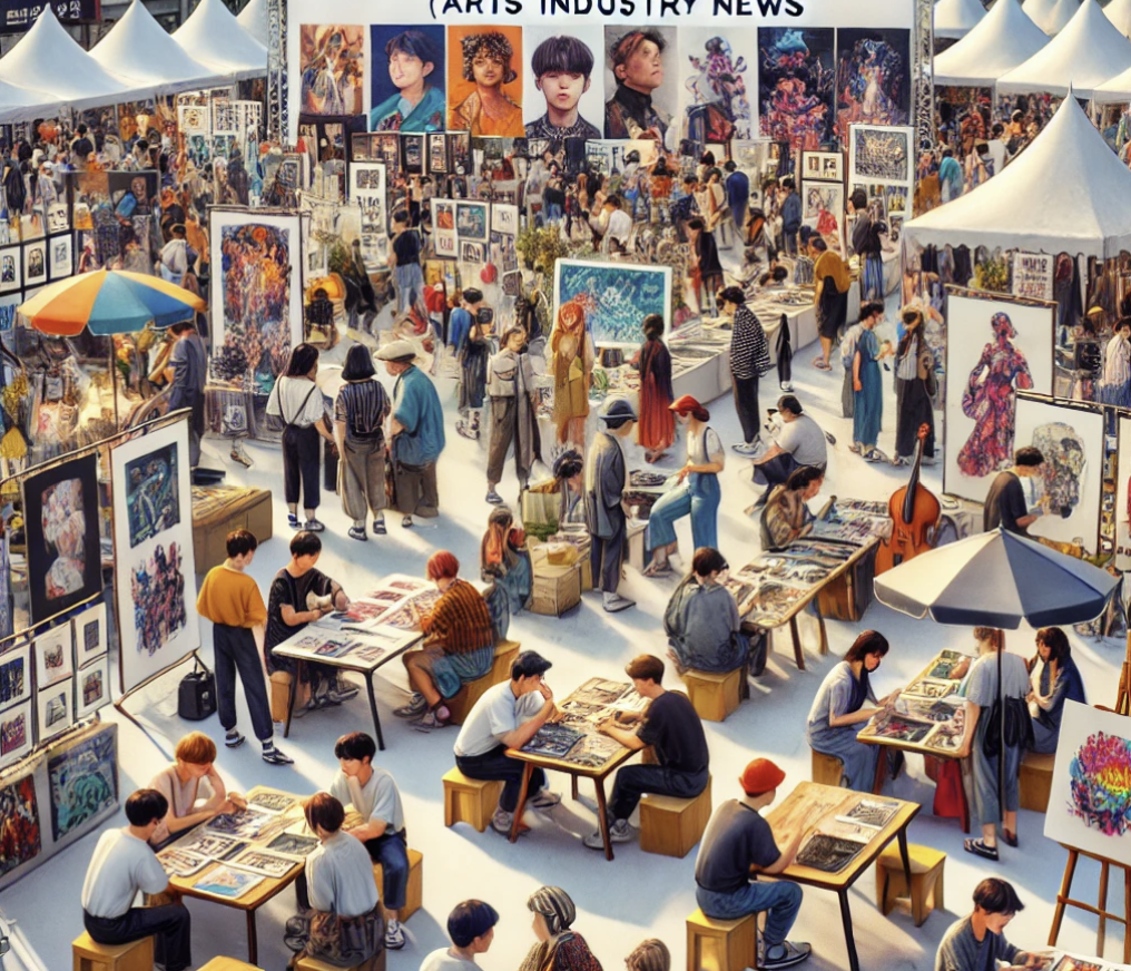 문화 축제에서 활발한 토론과 활동에 참여하는 예술가들