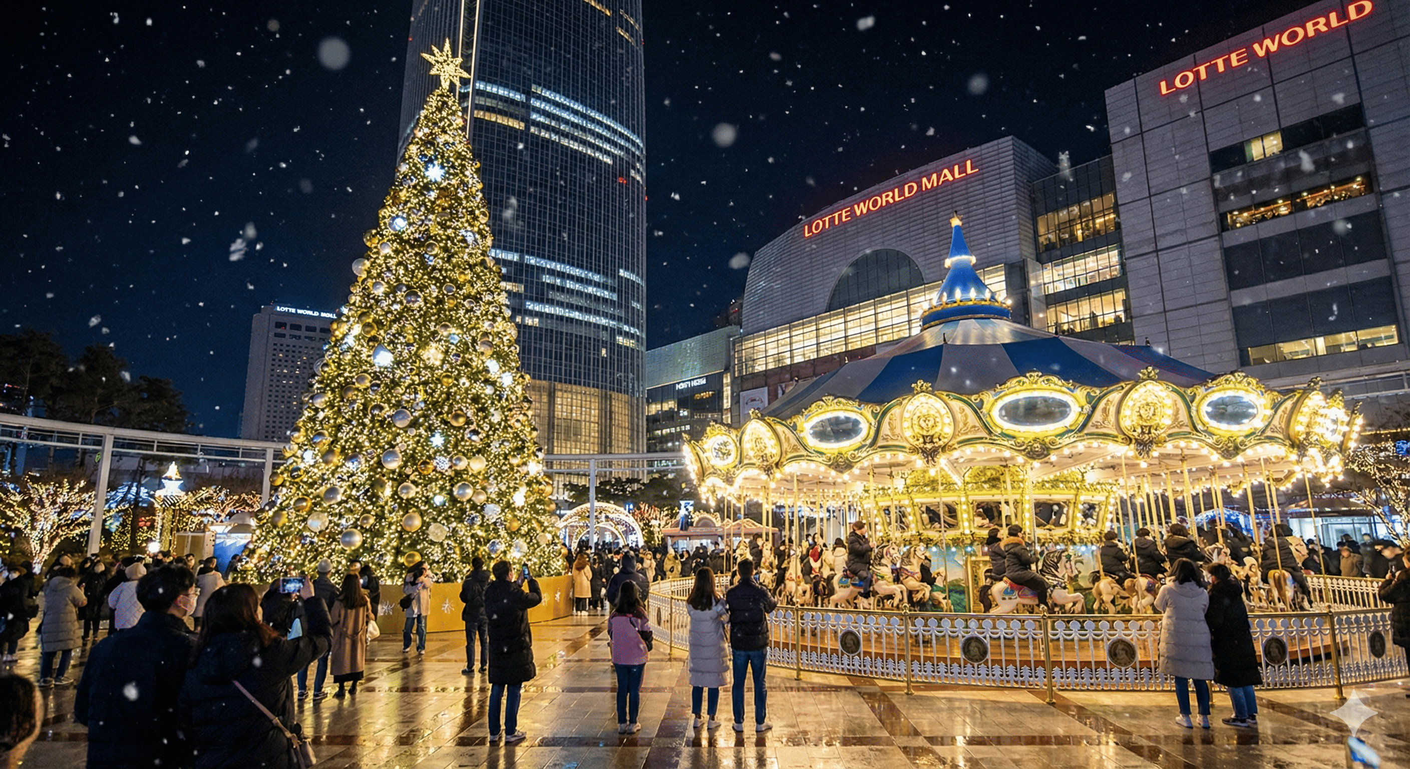 잠실 롯데월드몰 크리스마스 트리와 회전목마