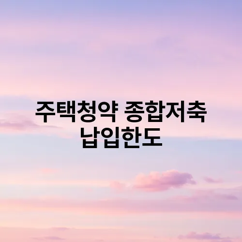 주택청약 종합저축 납입한도