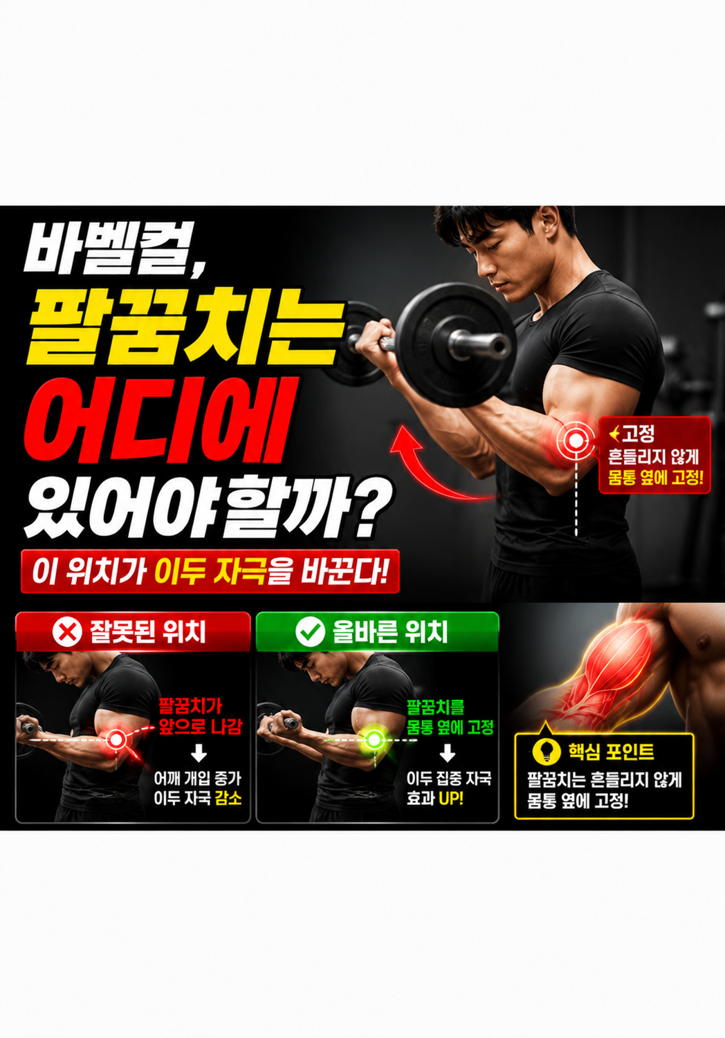 바벨컬, 팔꿈치는 어디에 있어야 할까