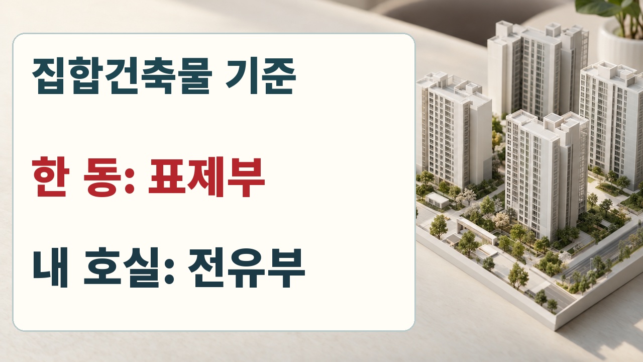 집합건축물에서 한 동은 표제부, 내 호실은 전유부로 확인 범위를 나누는 카드