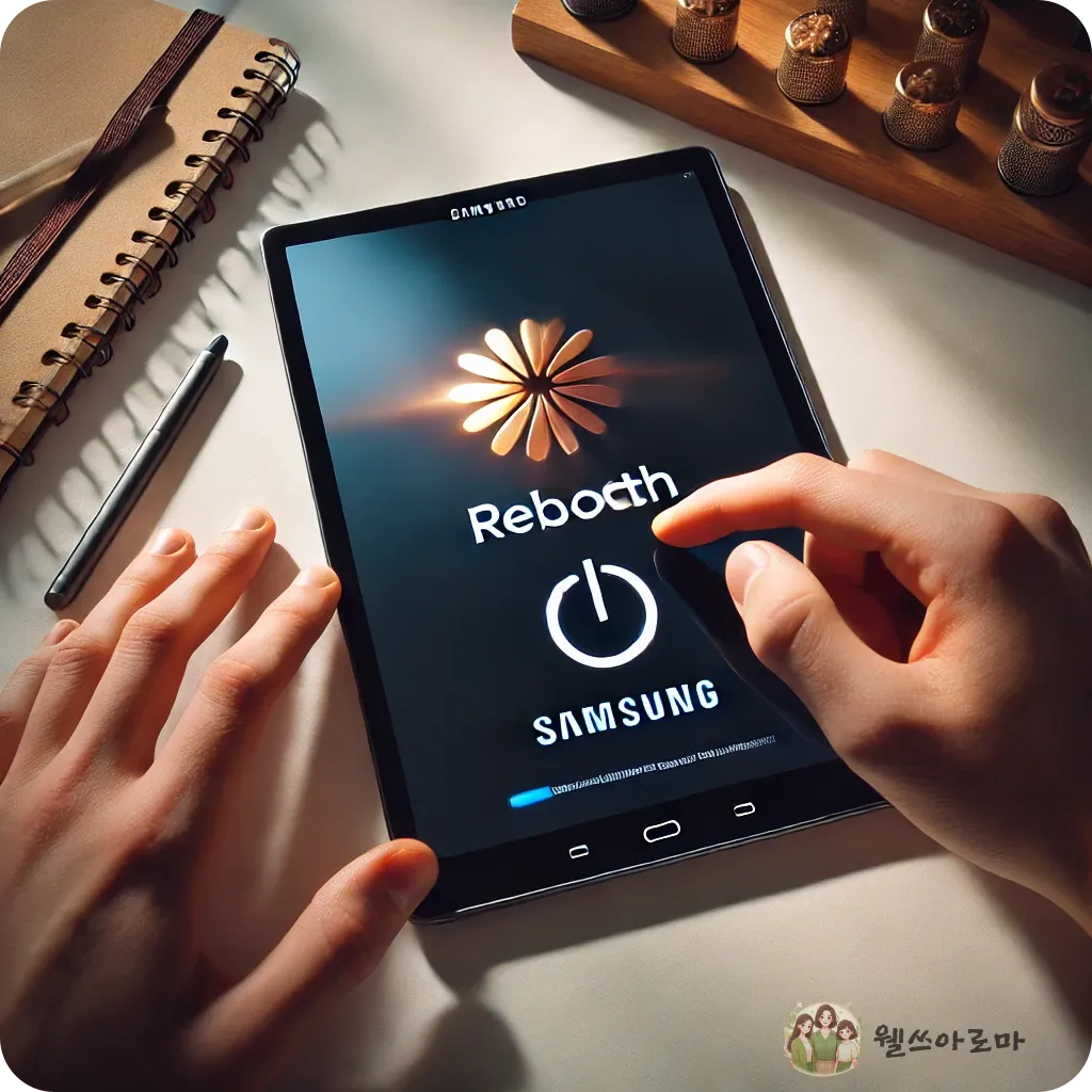 삼성-갤럭시탭-재부팅이미지-사람의손