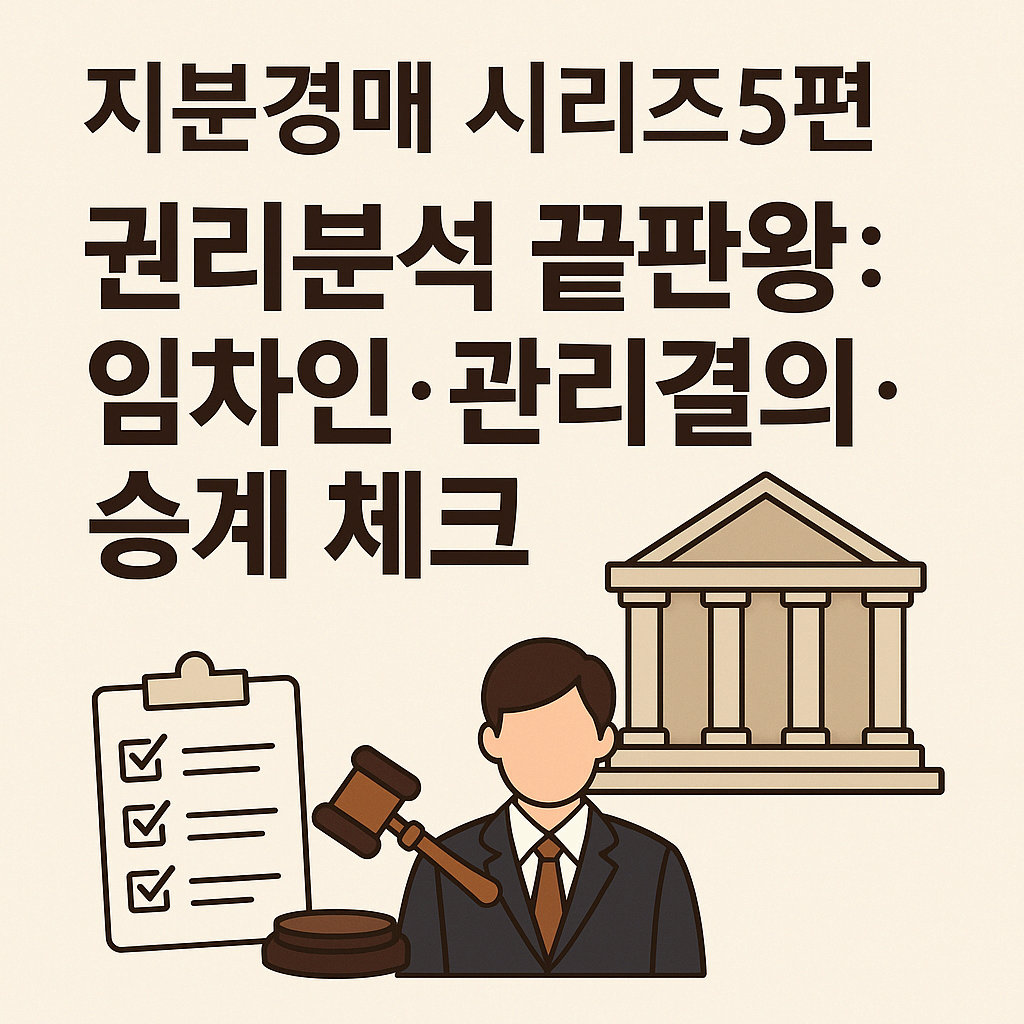 지분경매 시리즈5편, 권리분석 끝판왕 : 임차인 &middot; 관리결의 &middot; 승계 체크