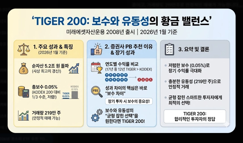 코스피200 ETF 추천 TOP 3 [2026년] KODEX vs TIGER vs RISE 완벽 비교