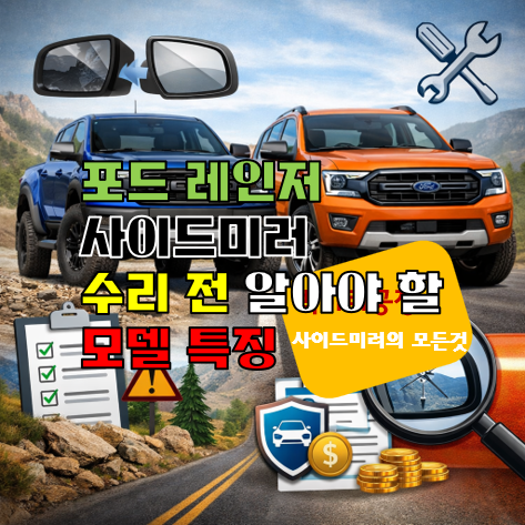 포드 레인저 사이드미러 수리 전 알아야 할 모델 특징