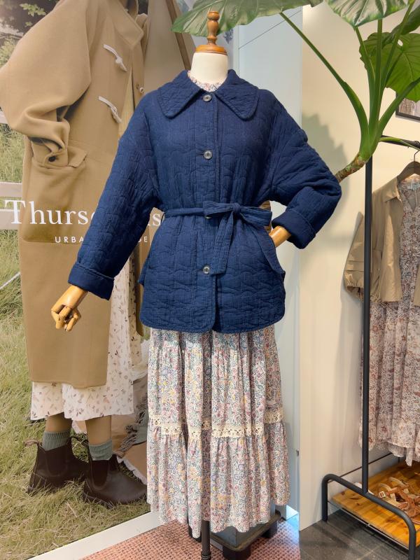 써스데이아일랜드 데님 하트 퀄팅 점퍼 T216MJP135W