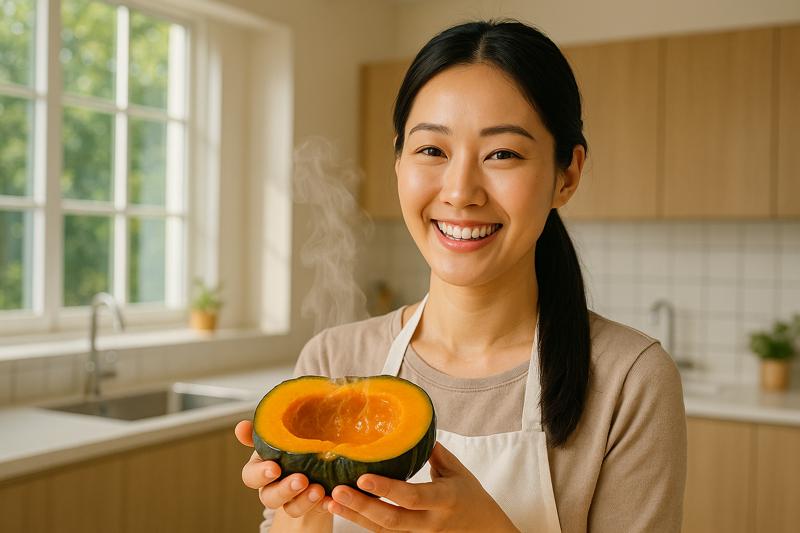 단호박 놓는 방법에 따른 식감의 차이