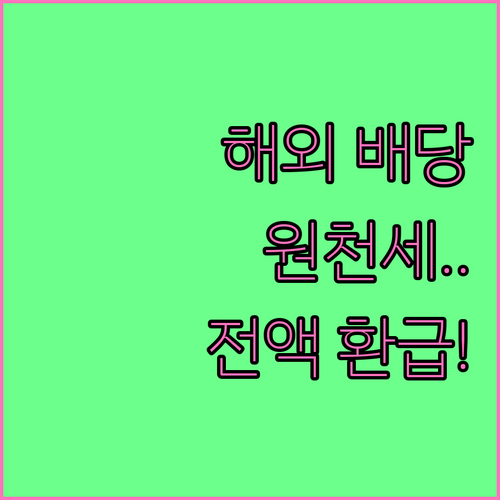 투자 수익 극대화 해외 배당 원천세 ..