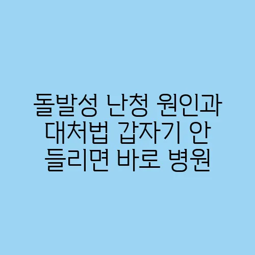 돌발성 난청 원인과 대처법 갑자기 안 들리면 바로 병원