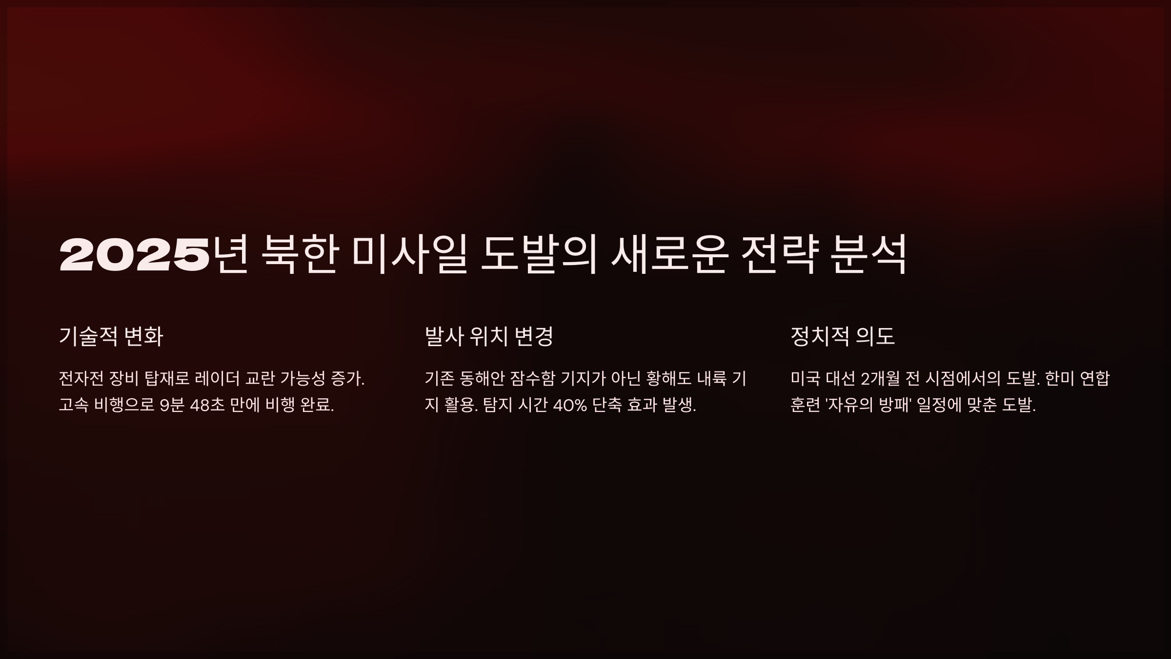 2025년 북한 미사일 도발의 새로운 전략 분석