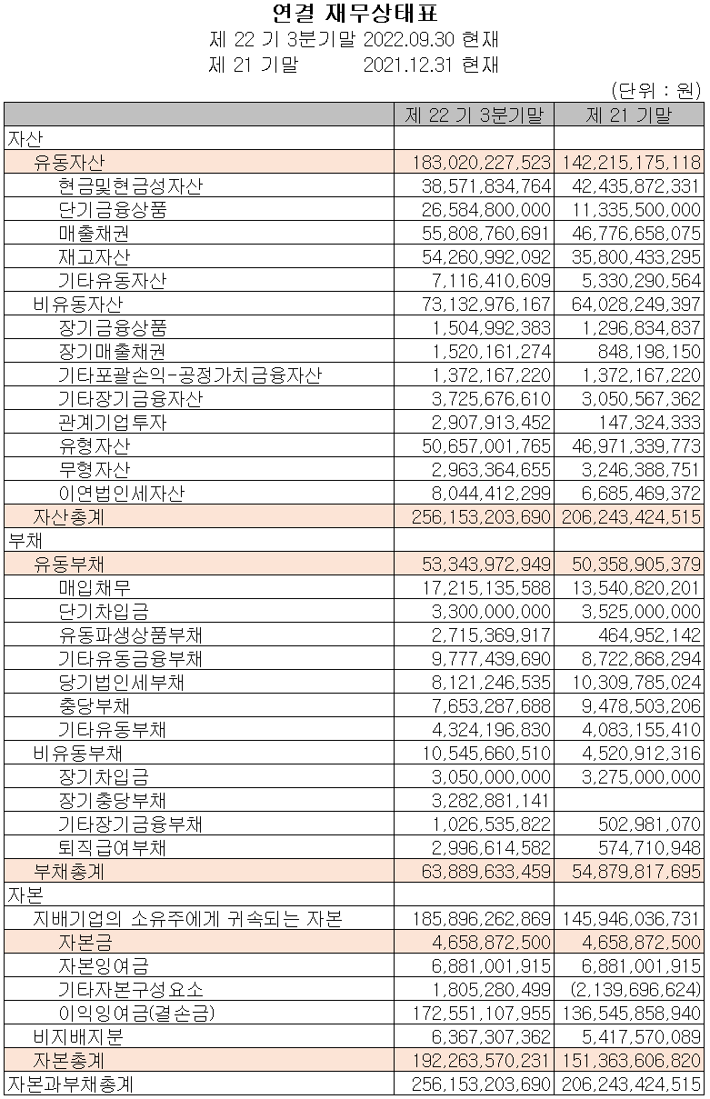 GST - 재무상태표