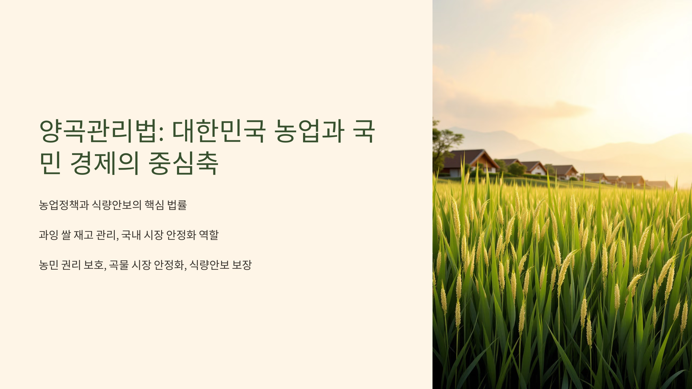 양곡관리법 대한민국 농업과 국민 경제의 중심축