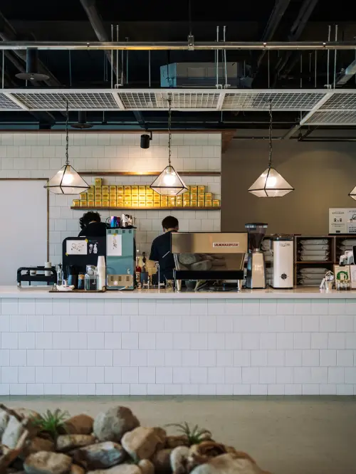 Minimalist and modern cafe interior in Seoul