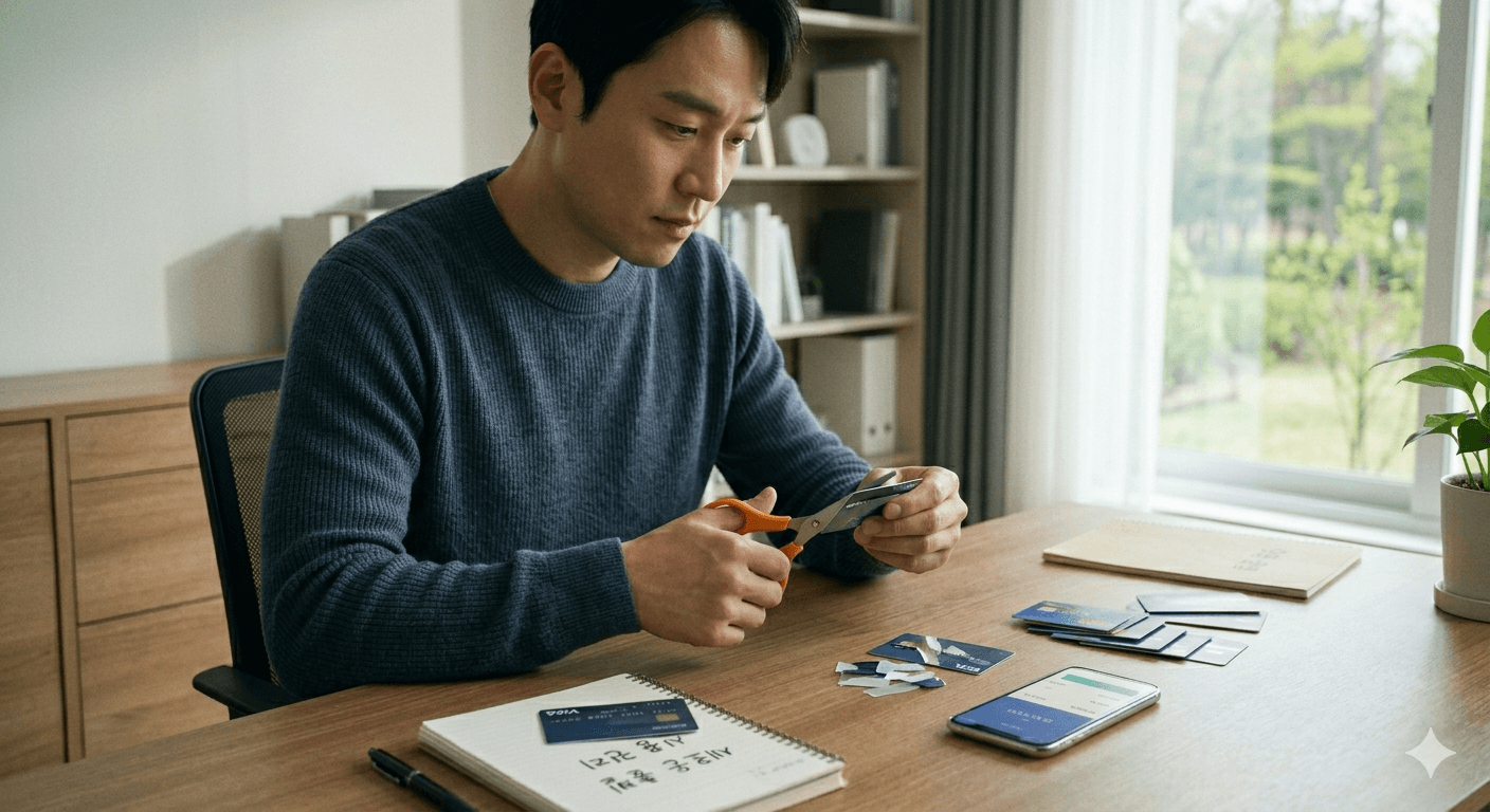 카드 자르는 이미지