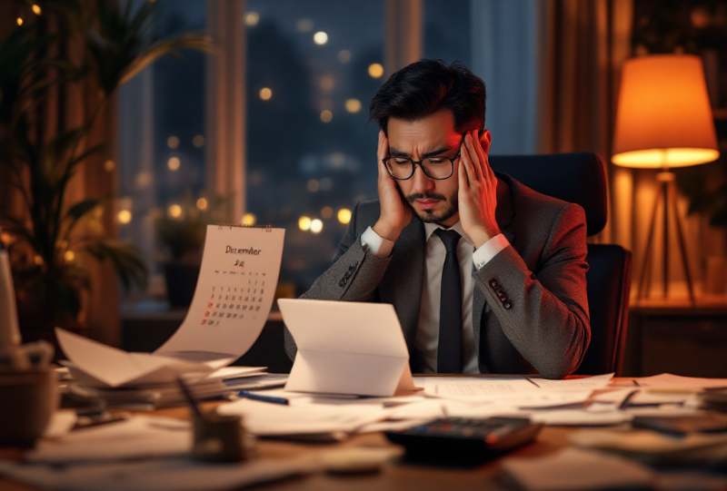 연말정산으로 고민하고 있는 직장인 이미지