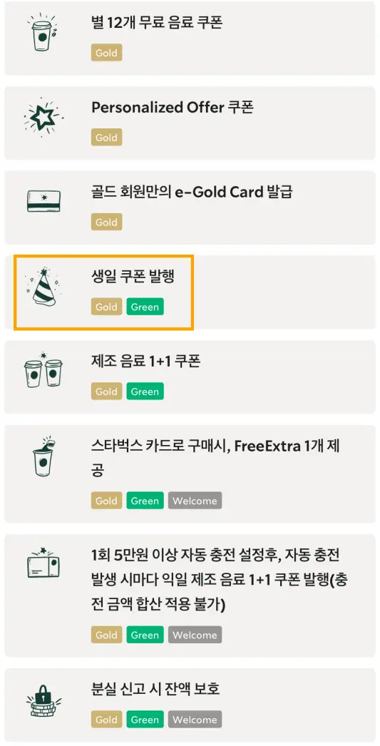스타벅스 등급별 혜택